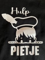 Hulp piet t-shirt- Hulppiet - Sint en piet- Shirt Zwart, opdruk Wit - Maat 4 yr