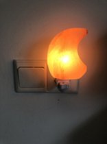 Veilleuse - Lampe de sel - Lampe de sel de Himalaya - Lune - Y compris prise de courant et "Schiefer" gratuit, lampe 5 watts avec adaptateur (