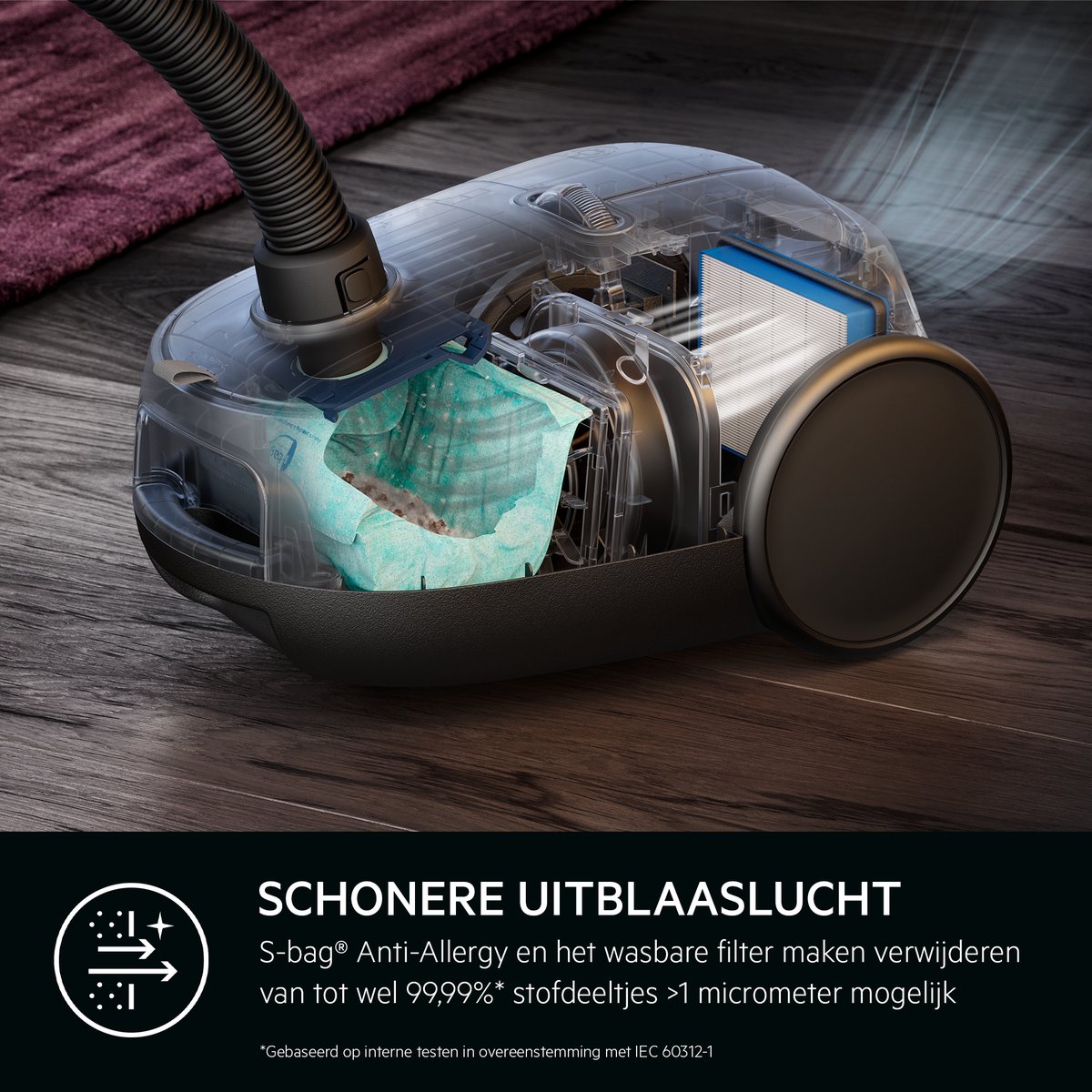 AEG AB61H6SW Allergy 6000 - Stofzuiger met zak - Parketborstel - Dierenhaar - Hepa filtratie - Mini turboborstel - Parketzuigmond - Vacuum cleaner - Alle vloetypen - Wit - 650 watt - Lang snoer 12m bereik - Compact design - 5 extra accessoires — afbeelding 5