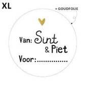 20x Sticker- Cadeausticker XL- 65mm- van Sint en Piet-Sinterklaas- Pakjesavond