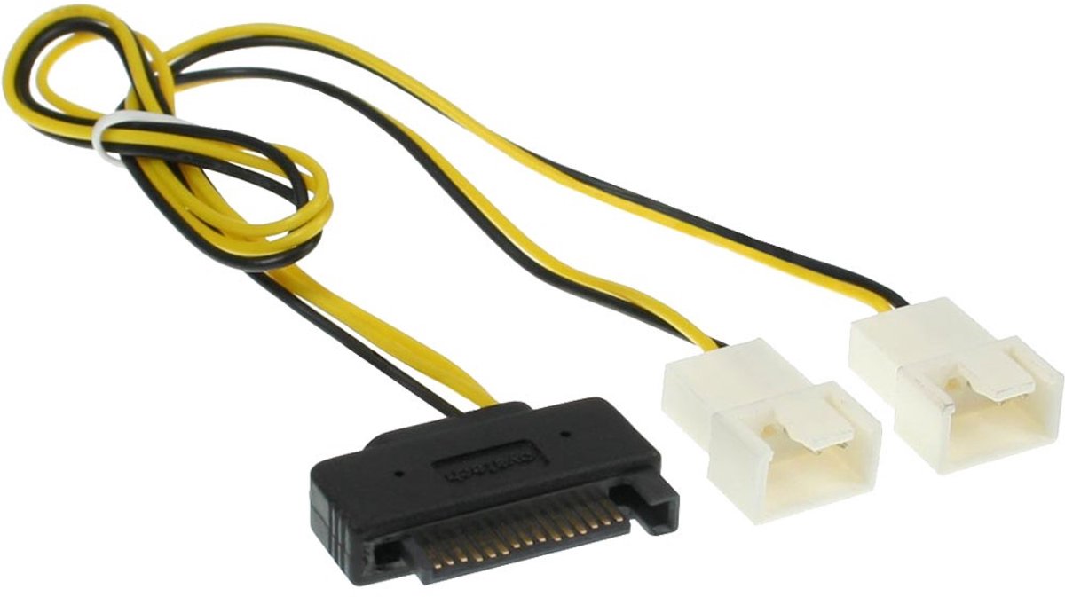 SATA (m) - 2x 3-pins Case Fan (m) voedingskabel - 0,30 meter