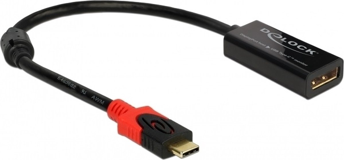 Premium DisplayPort naar USB-C adapter (4K 60 Hz) / zwart - 0,20 meter