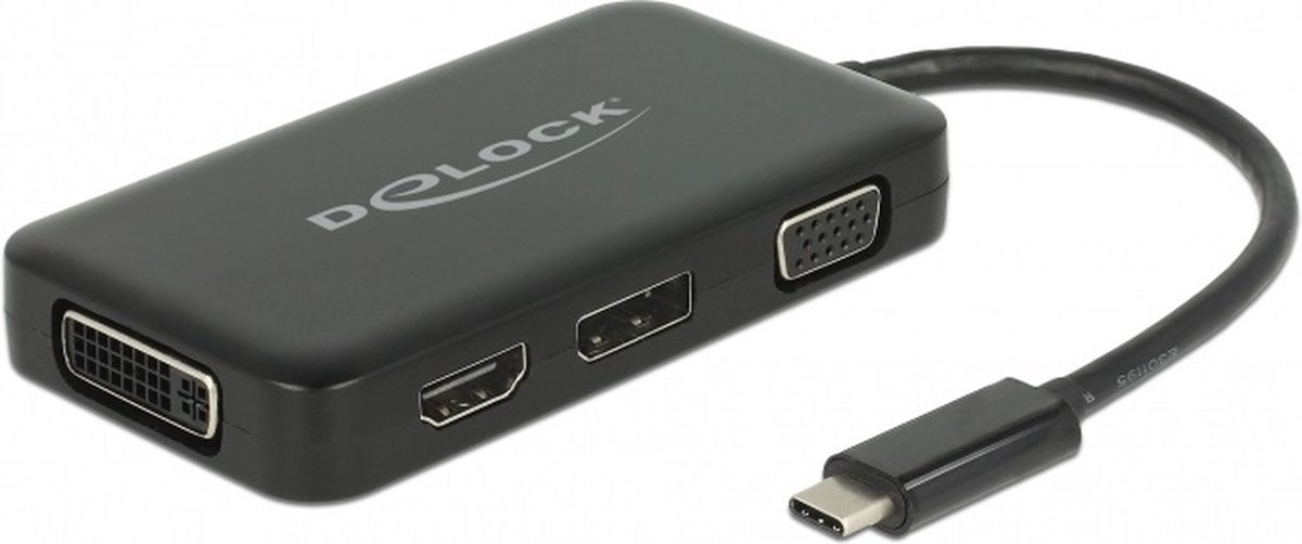 Premium USB-C naar HDMI, DVI, DisplayPort en VGA adapter met DP Alt Mode / zwart - 0,15 meter