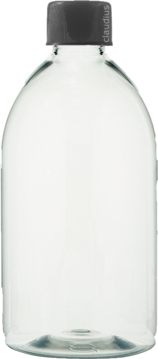Lege Plastic Fles 500 ml PET transparant - met zwarte dop - set van 10 stuks - Navulbaar - Leeg