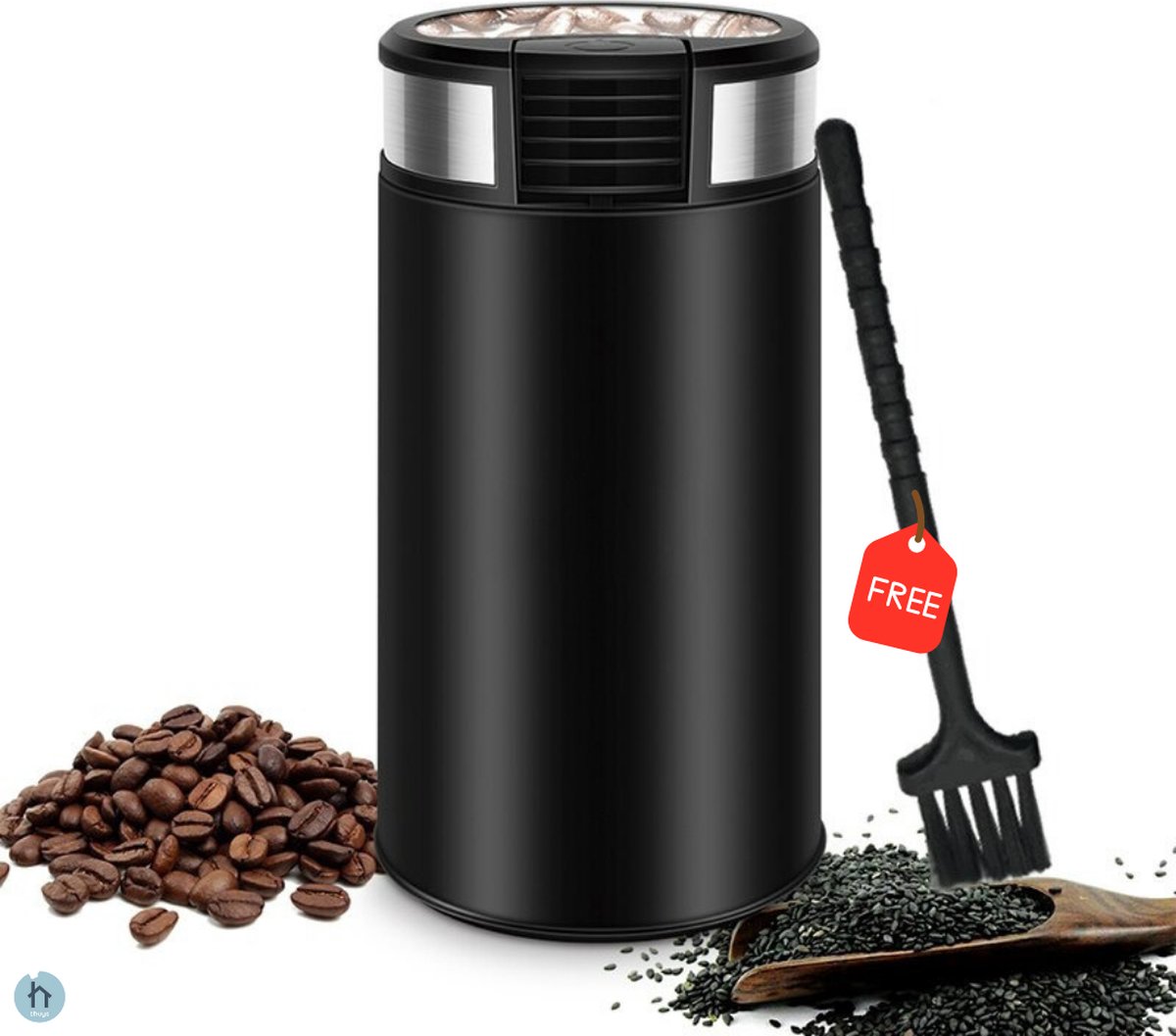 Thuys Koffiemolen Coffee Grinder Electrisch Koffiemaler met Gratis Borstel Multifunctioneel Roestvrij