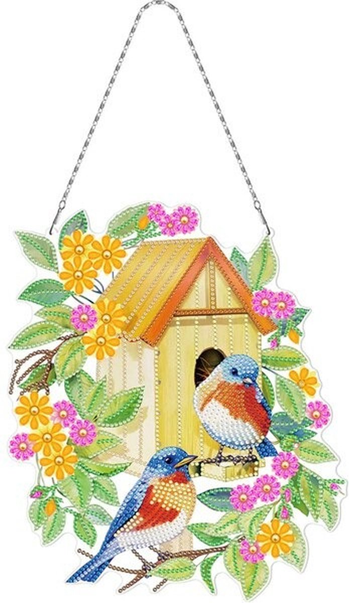 Diamond Painting - Vogelkooi met vogels - Compleet Hobbypakket - Ronde steentjes