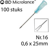 BD Microlance - Injectienaald - 0,6 x 25mm - 100 st. - Blauw - Nr.16 - 23G x 1