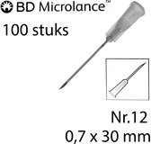 BD Microlance - Injectienaald - 0,7 x 30mm - 100 st. - Zwart - Nr.12 - 22G x 1 1/4" (Steriele naalden)