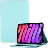 Geschikt Voor iPad Mini 6 Hoes - Mini 6 Cover - Mini 6 Case - Bookcase - Hoesje - 8.3 Inch - Met Standaard - 360 Draaibaar - Roterend - Lichtblauw