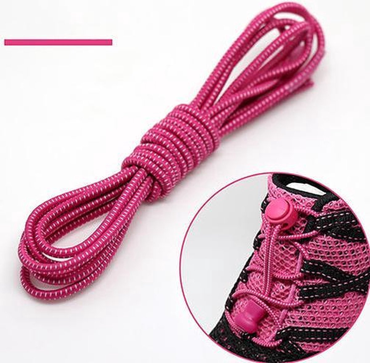 *** Lock veters - Ronde Elastische Schoenveters - Hardlopen - Wandelen - Laces - Roze - van Heble® ***
