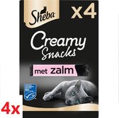 Sheba - Creamy Snacks - Zalm - 4 verpakkingen van 4 stuks (4x12g)