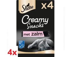 Sheba - Creamy Snacks - Zalm - 4 verpakkingen van 4 stuks (4x12g)