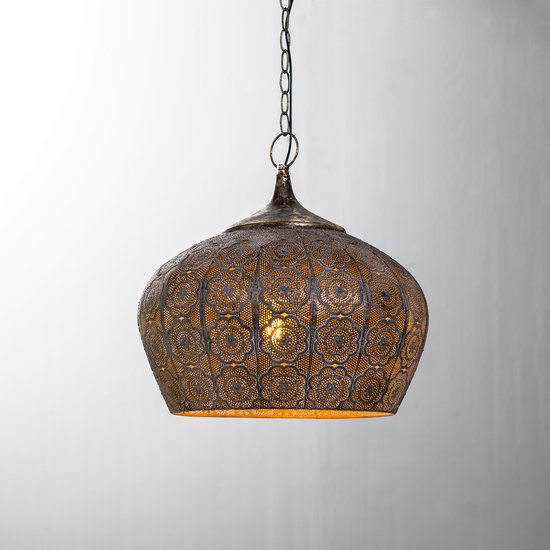 Light & Living Hanglamp Emine - Bruin - 43.5x43.5x40.5cm - Modern - Hanglampen Eetkamer, Slaapkamer, Woonkamer