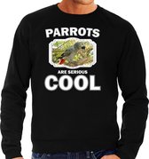 Dieren papegaaien sweater zwart heren - parrots are serious cool trui - cadeau sweater grijze roodstaart papegaai/ papegaaien liefhebber XL