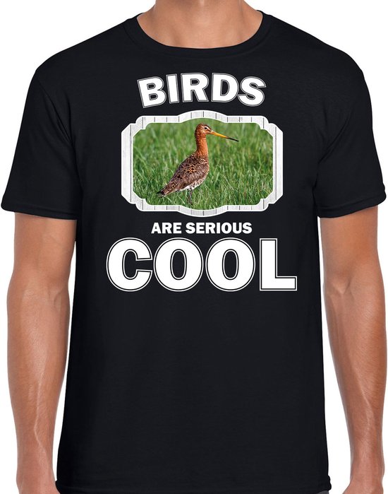 Dieren vogels t-shirt zwart heren - birds are serious cool shirt - cadeau t-shirt grutto vogel/ vogels liefhebber S
