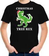 Christmas tree rex Kerstshirt / Kerst t-shirt zwart voor kinderen - Kerstkleding / Christmas outfit 140/152