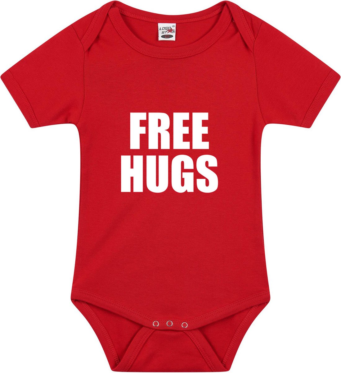 Free hugs tekst baby rompertje rood jongens en meisjes - Kraamcadeau - Babykleding 92