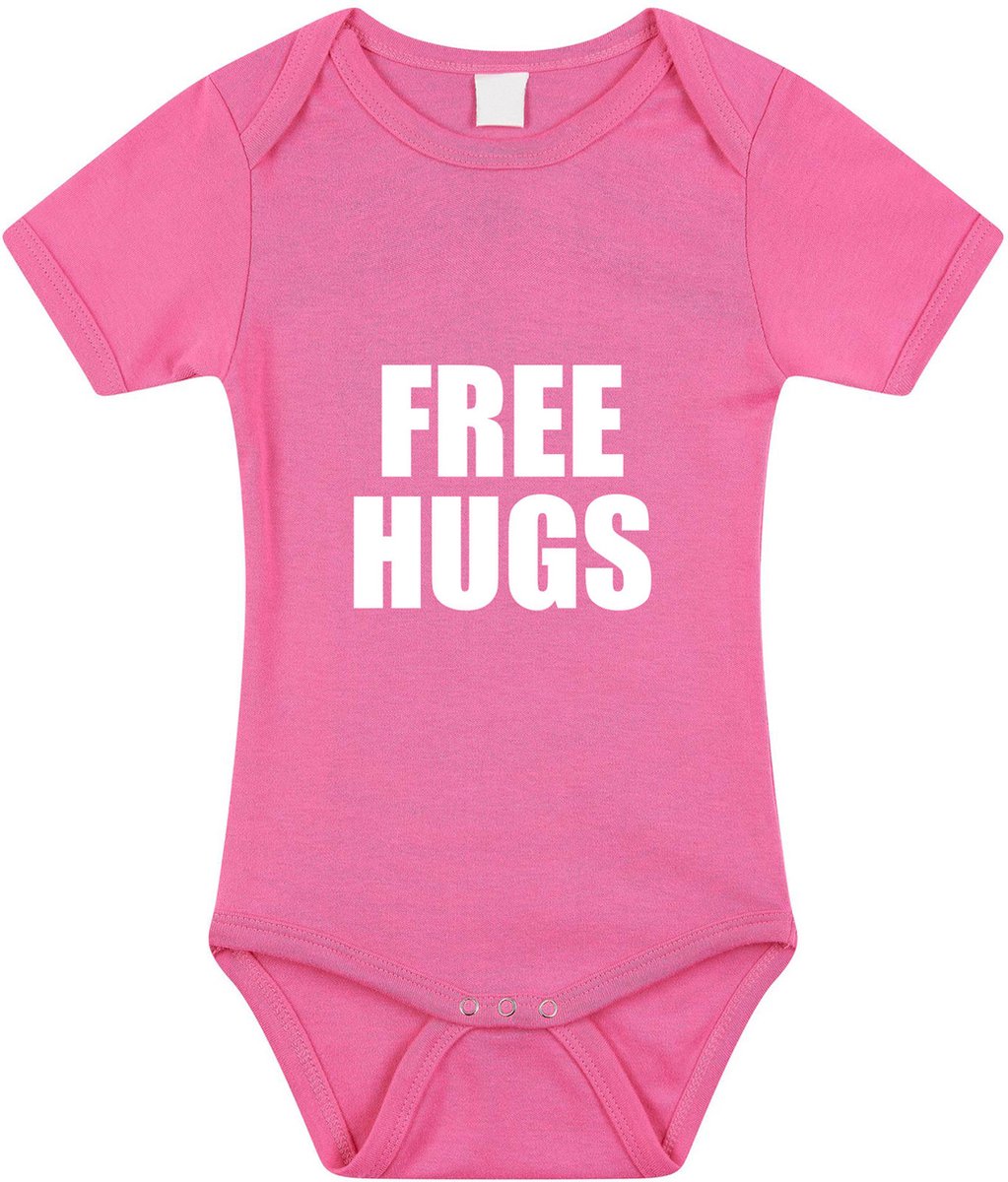 Free hugs tekst baby rompertje roze meisjes - Kraamcadeau - Babykleding 80