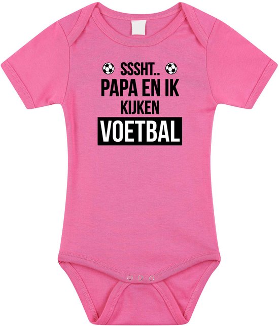 Sssht kijken voetbal tekst baby rompertje roze meisjes - Vaderdag/babyshower cadeau - EK / WK Babykleding 68