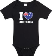 I love Australia baby rompertje zwart jongens en meisjes - Kraamcadeau - Babykleding - Australie landen romper 80