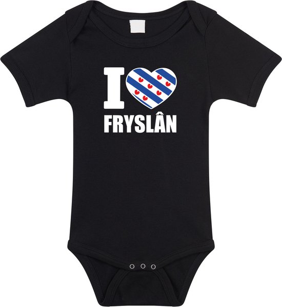 I love Fryslan baby rompertje zwart jongens en meisjes - Kraamcadeau - Babykleding - Friesland landen romper 56