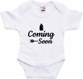 Coming soon aankondiging zwangerschap cadeau tekst baby rompertje wit jongens/meisjes - Zwangerschapsaankondiging - Babykleding 56