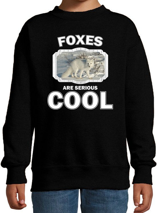 Dieren vossen sweater zwart kinderen - foxes are serious cool trui jongens/ meisjes - cadeau poolvos/ vossen liefhebber - kinderkleding / kleding 170/176