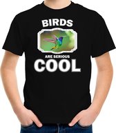 Dieren vogels t-shirt zwart kinderen - birds are serious cool shirt  jongens/ meisjes - cadeau shirt kolibrie vogel/ vogels liefhebber - kinderkleding / kleding 146/152