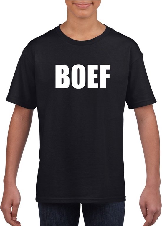 Blazen bezoeker deze Boef tekst t-shirt zwart kinderen 122/128 | bol.com