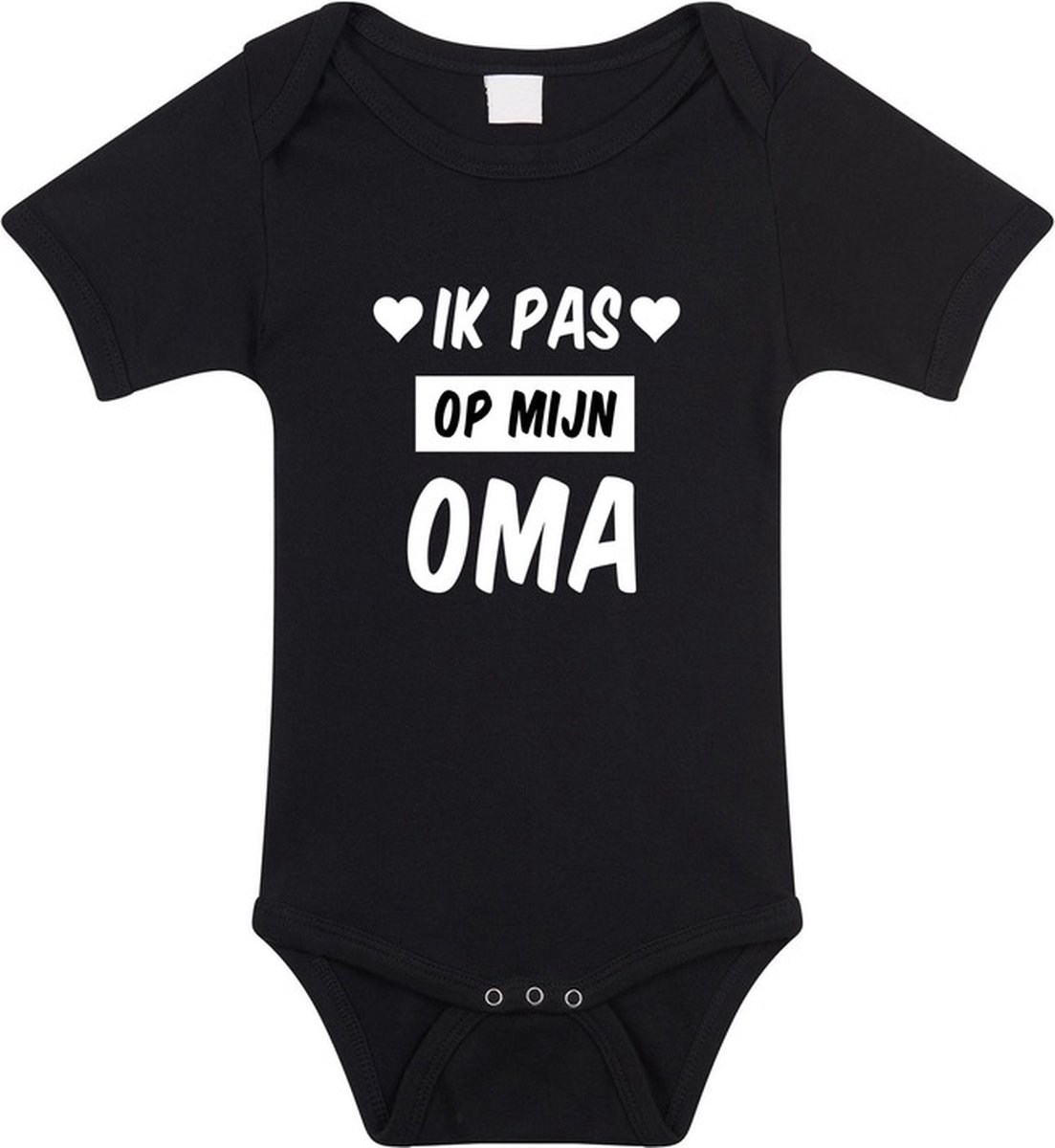 Ik pas op mijn oma tekst baby rompertje zwart meisjes en jongens - Kraamcadeau - Babykleding 56