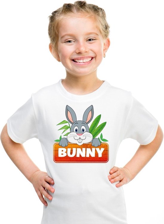 Bunny het konijn t-shirt wit voor kinderen - unisex - konijnen shirt - kinderkleding / kleding 158/164