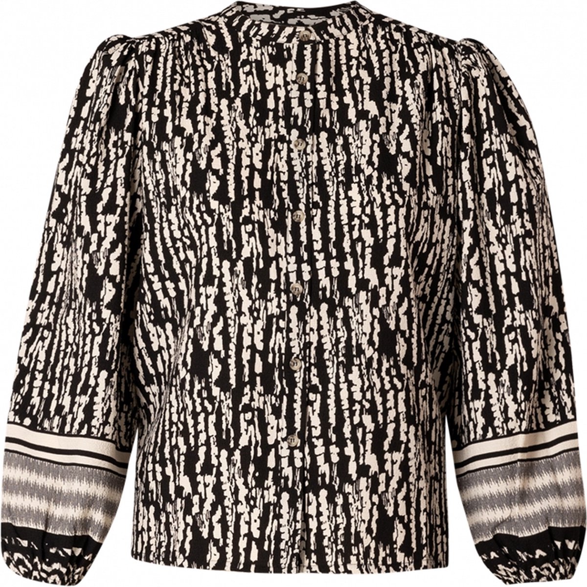 YESTA Bhailey Blouse - Soft Sand/Black - maat X-0(44)