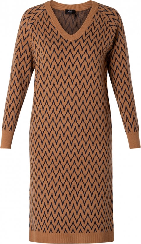 YESTA Beau-Amie Jurk - Light Brown/Dark Nav - maat 0(46)