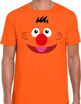 Oranje cartoon knuffel gezicht verkleed t-shirt oranje voor heren - Carnaval fun shirt / kleding / kostuum XL