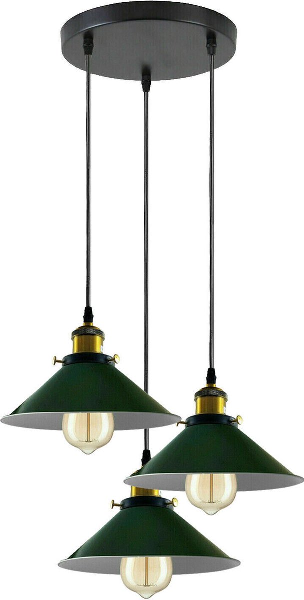 3Way moderne vintage industriële metalen hanglamp kroonluchter plafondlamp schaduw - Groente