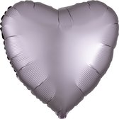 Folieballon hart satin grijs (43cm)
