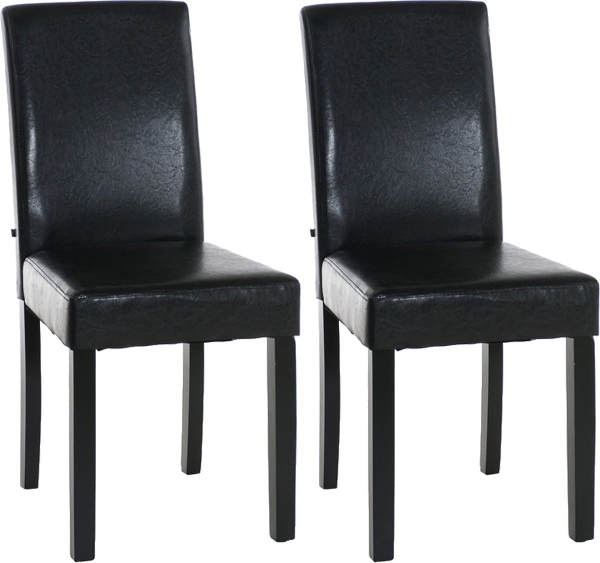 CLP Ina Set van 2 Eetkamerstoelen - Zonder armleuning - Hout - Kunstleer - bruin zwart