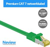 Neview - Cat 7 S/FTP netwerkkabel - 100% koper - 25 cm - Groen - Dubbele afscherming - Cat 7 Internetkabel