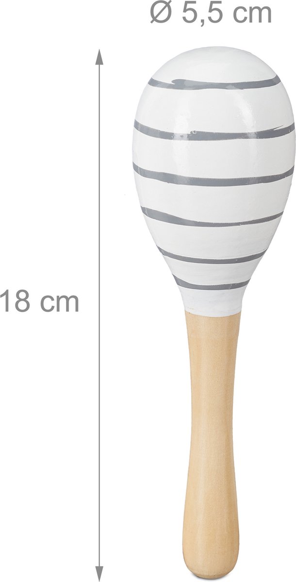 Relaxdays 20x sambabal voor kinderen maracas hout rammelaar wit