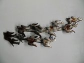 Wanddecoratie metaal - vogels - 103 x 38 cm