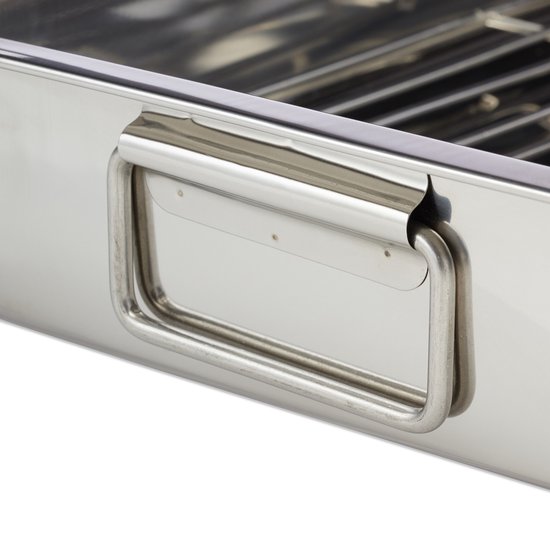 Ensemble de Rôtissoire et Grille en Acier Inoxydable Facile à Nettoyer Rôtissoire Rectangulaire avec Grille pour Cuisson Pâtisserie 26.5x20.5x5cm / 10.4x8.1x2.0in