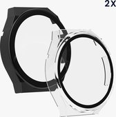 kwmobile 2x cover geschikt voor Huawei Watch GT3 Pro (46mm) - Fitnesstracker cover van gehard glas en kunststof frame set zwart / transparant