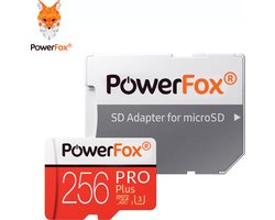 PowerFox® PRO Plus MicroSDXC 256GB met adapter + kaartjeshouder