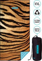 LAY ON ME Tiger - Serviette de plage XXL 100x200 cm - serviette de plage légère - serviette de bain sans sable - serviette de voyage en microfibre à imprimé animal avec imprimé tigre