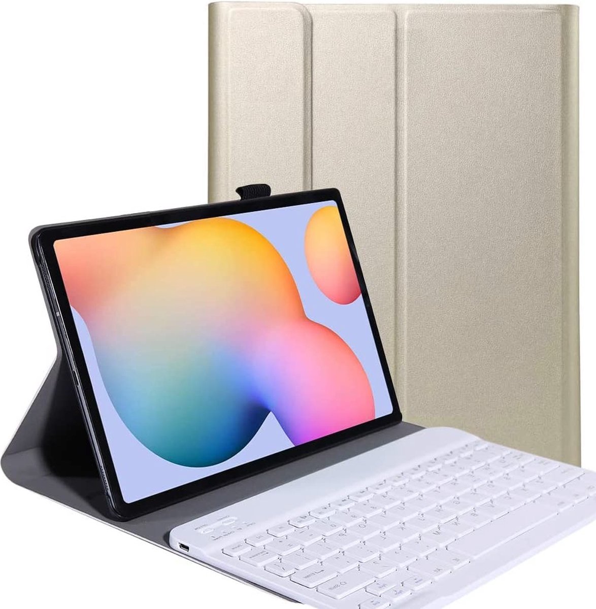 Bluetooth Toetsenbord geschikt voor Samsung Galaxy Tab S6 Toetsenbord & Hoes - QWERTY Keyboard case - Auto/Wake functie - Goud