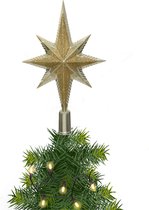 Kerstster/kerstboom piek/topper - champagne - H19 cm - glitter - Kerstversiering