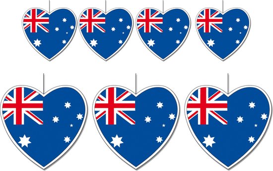 Set de décoration love Australia 7 pièces coeurs de 14 cm et 28 cm - Articles de fête drapeaux Landen