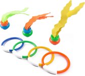 Set van 7x stuks gekleurde duikspeeltjes van kunststof - Zwembad speelgoed - Waterspeelgoed - Duikspeelgoed