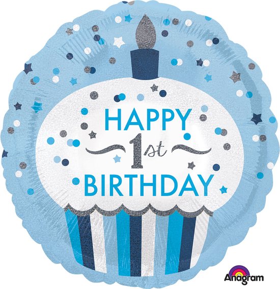 Anagram Folieballon Happy 1st Birthday Jongen 43 Cm Blauw