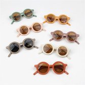 Kinderzonnebril Zonnebril voor kinderen Unisex UV400 bescherming Hippe retro/Vintage zonnebril rond Paars inclusief brillen hoesje